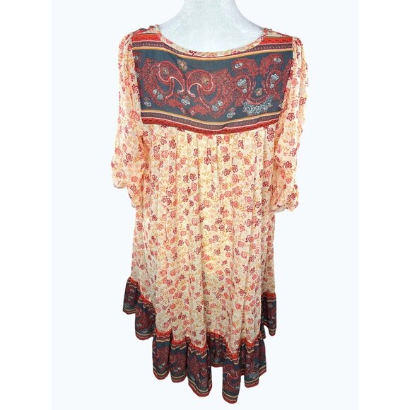 Free People Babydoll Swing Boho Floral Print Tunic Dress Womens Small - Picture 9 of 13